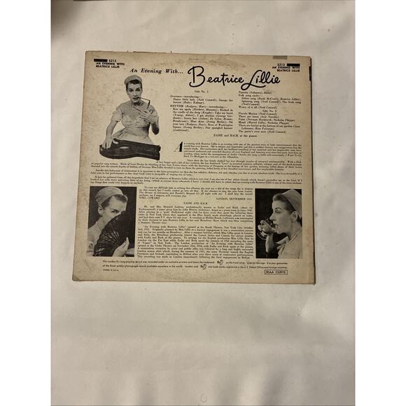 An Evening With Beatrice Lillie London Records 1955 LP Eadie and Rack LL 1373 - Picture 2 of 4